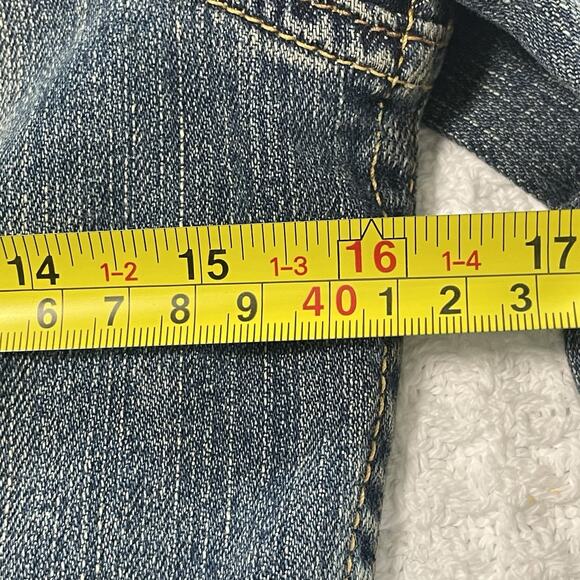 Abercrombie Fitch Trucker Jacket Mediym Blue Denim Jean Distressed Y2K Grunge M - Picture 14 of 15